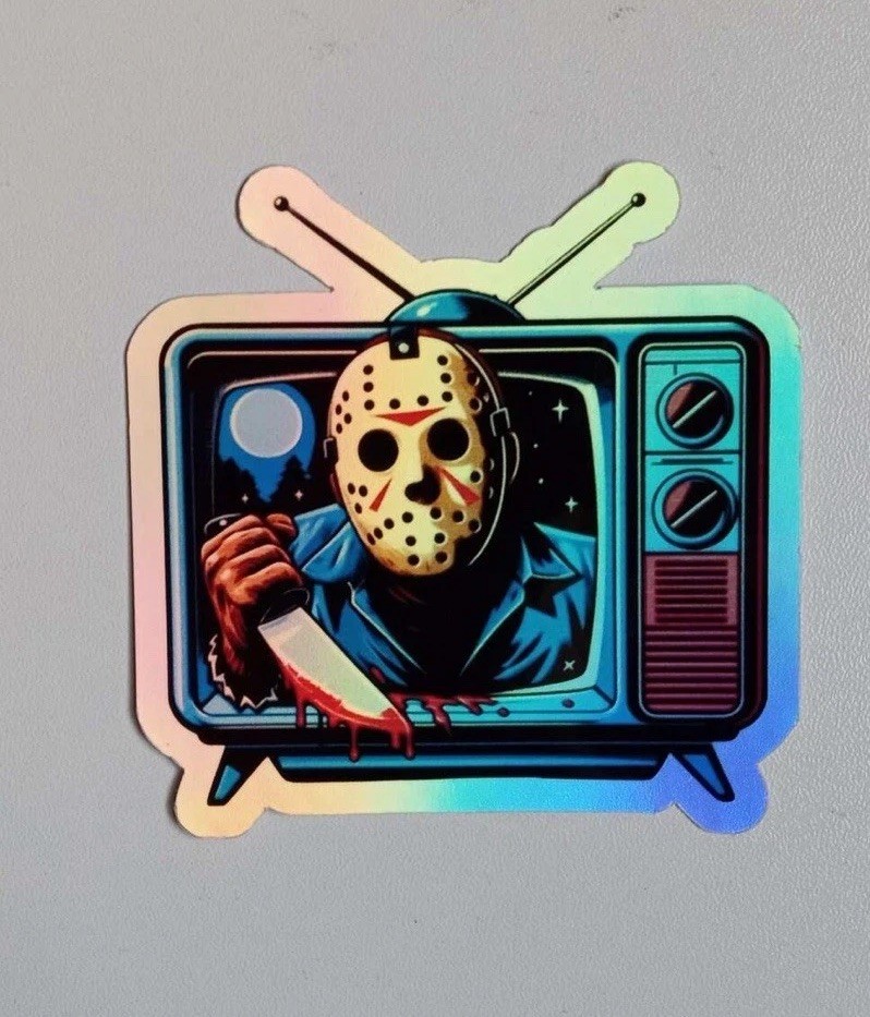 Jason Voorhees Horror Retro Tv Waterproof Holographic 3 Inch Sticker