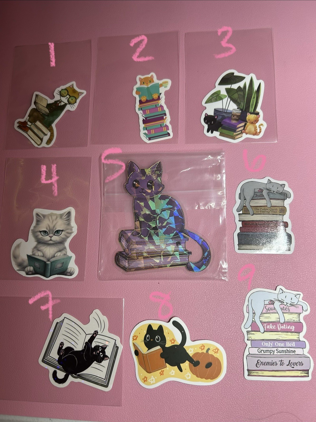 Stickers Of Cats Reading Books