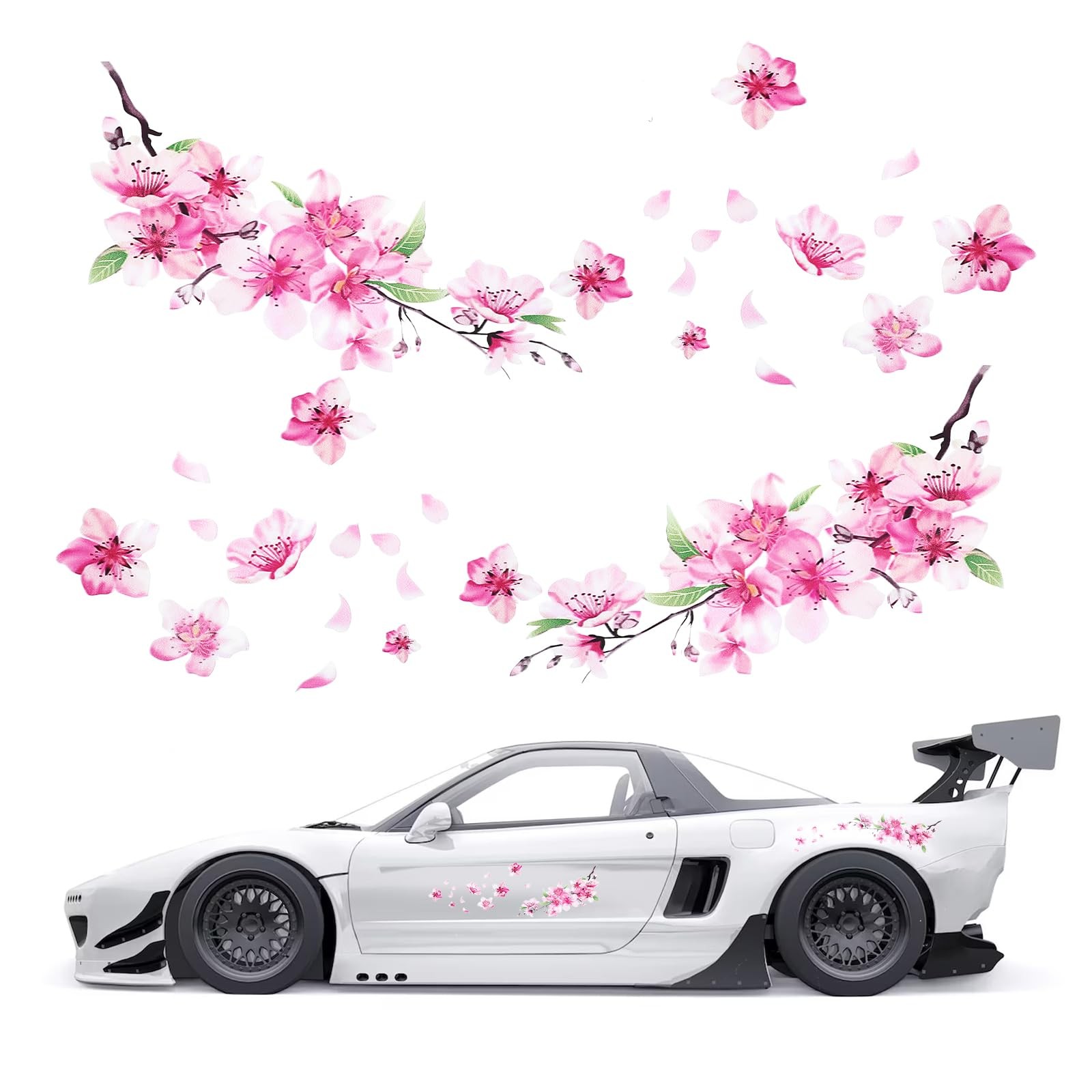 2 Sheets Cherry Blossom Car Decal, Cherry Blossom Vinyl Car Sticker Scratches