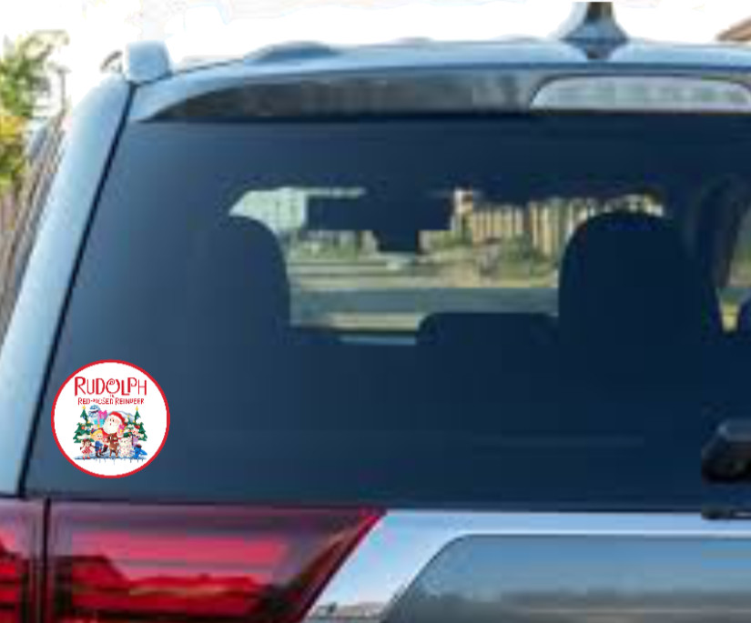 Christmas – "Rudolph" – 4" Vinyl Decal Sticker Gift Decor Jar Tumbler Car Laptop