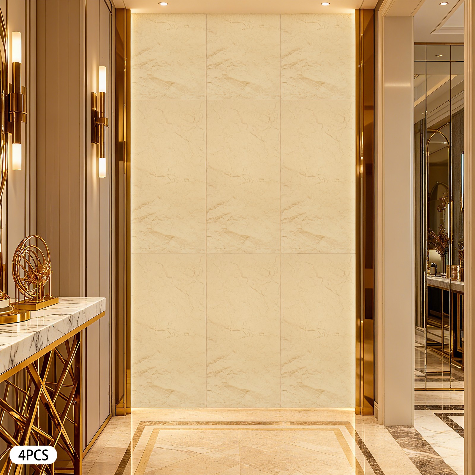 4PCS PU Wall Panels Decor Faux Stone Panel Decoration for Interior Home/Office