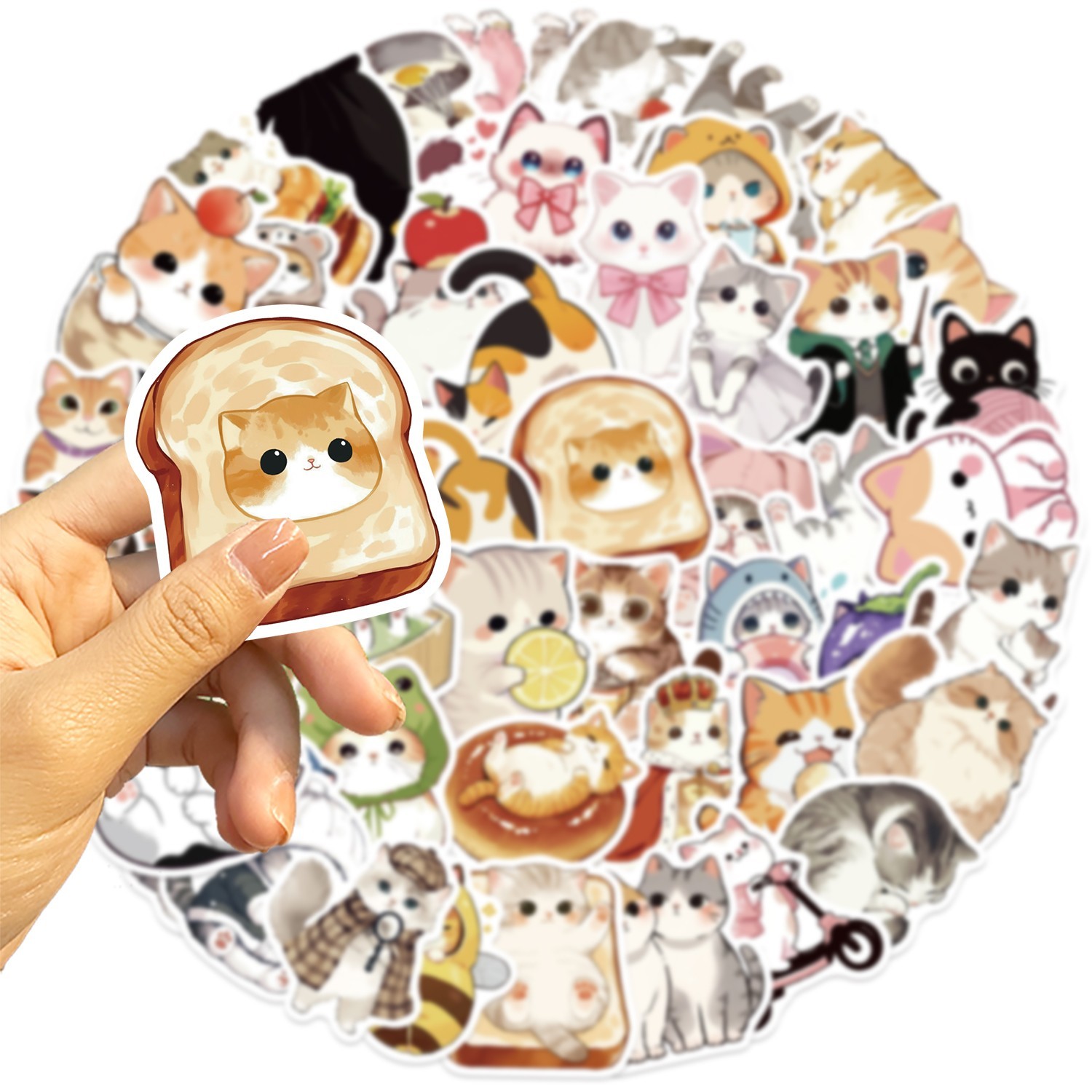 50pc Waterproof Vinyl Stickers Cute Funny Cats Luggage Phone Laptop Water Bottle