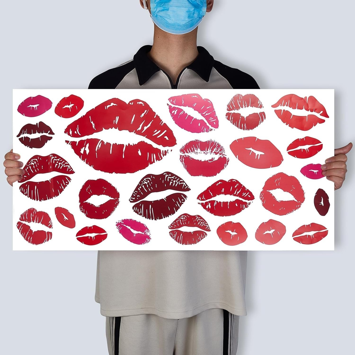 Stylish Red Lips Wall Decor – 25PCS Romantic Stickers for Youthful Spaces