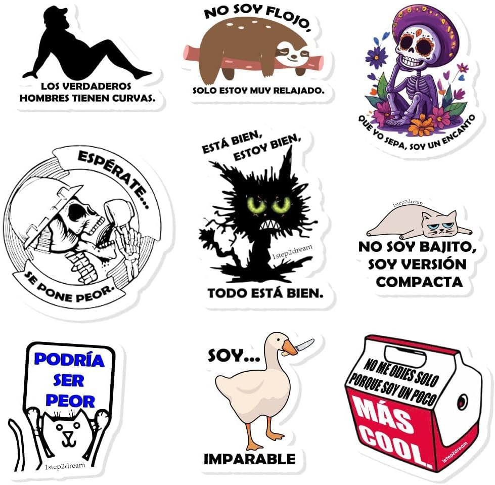 Spanish Funny Stickers for Adults – Waterproof Sarcastic Meme Decals for Hard Ha