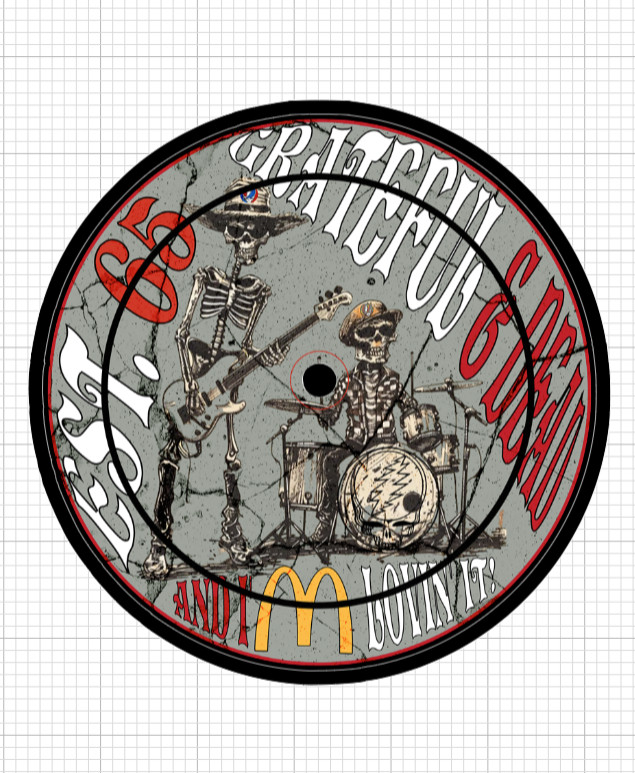 (2) Grateful Dead McDonald's Sticker Vinyl Decal Stealie Skeleton Vinyl Record