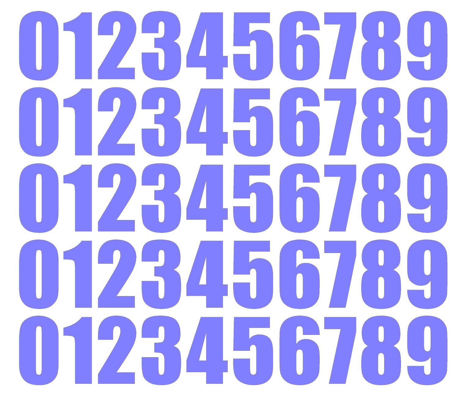 0 1 2 3 Numbers Die Cut Vinyl Decals Waterproof Many Colors and Sizes