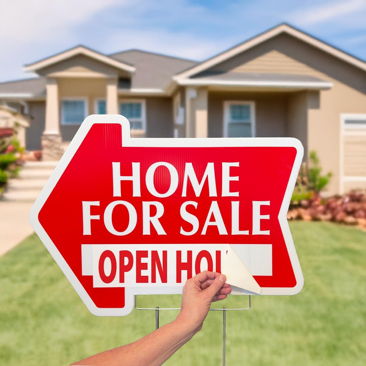 Real Estate Listing Vinyl Sign Stickers – Removable & Reusable – Pack of 10 (Ope