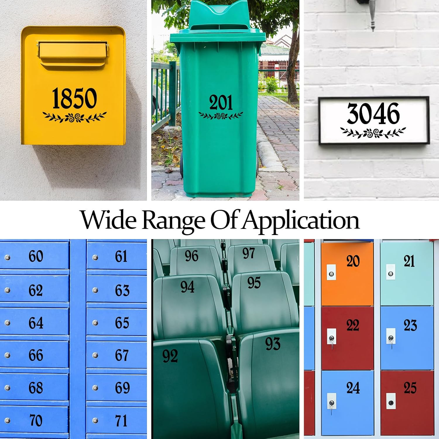4 Inch Black Mailbox Numbers Stickers, 4 Set Waterproof Rustic Mailbox Decal, Se