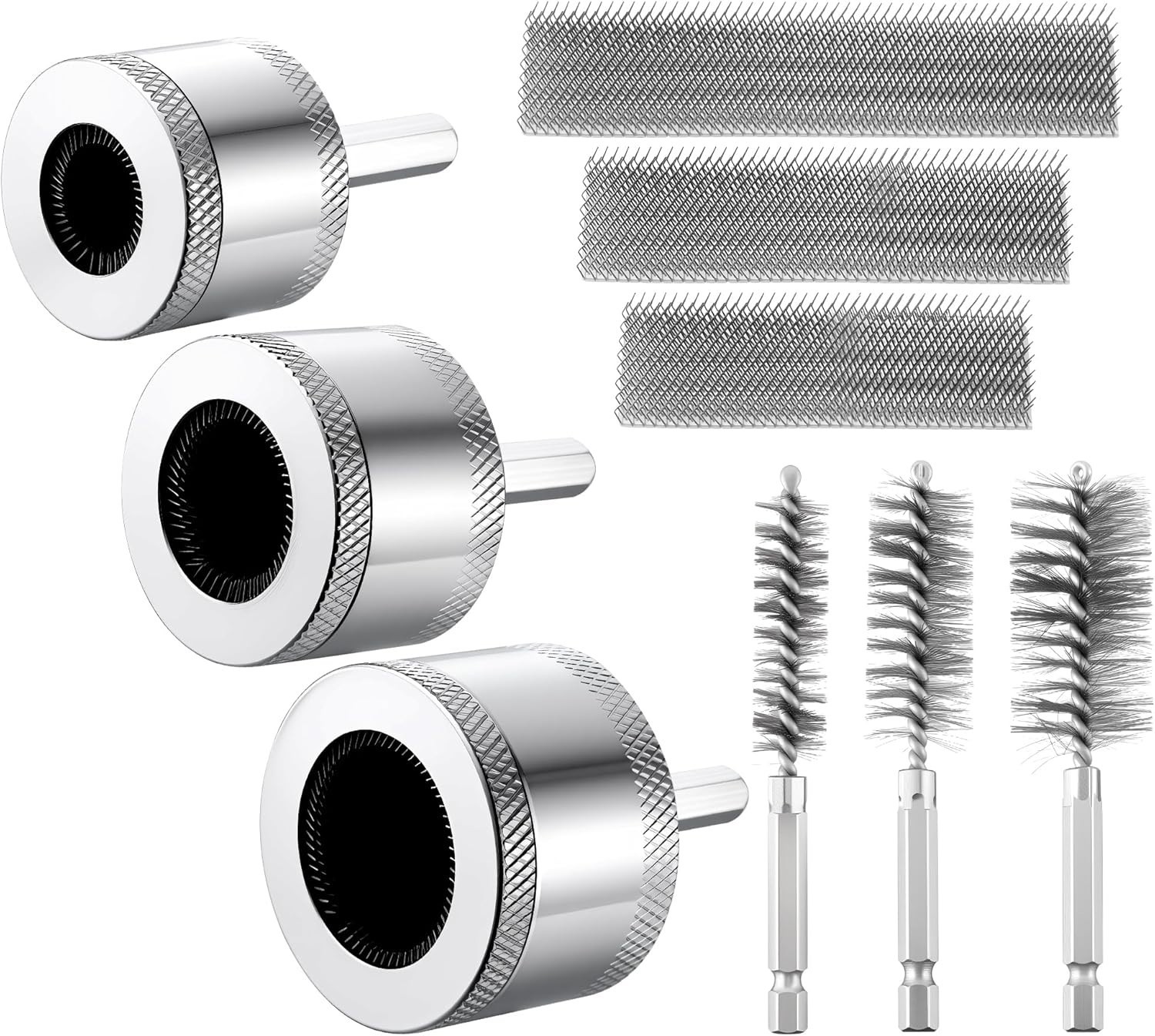1/2"&3/4"&1" Copper Pipe Cleaner for Drill with 1/4" Hex Shank & Brush Blades &
