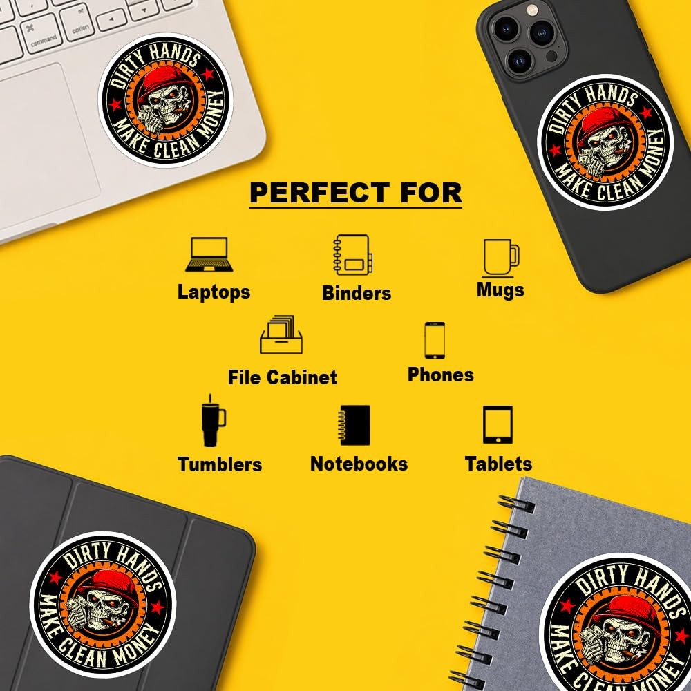 Generic Mechanic Sticker 3 Pcs 3 Inches Dirty Hands Money