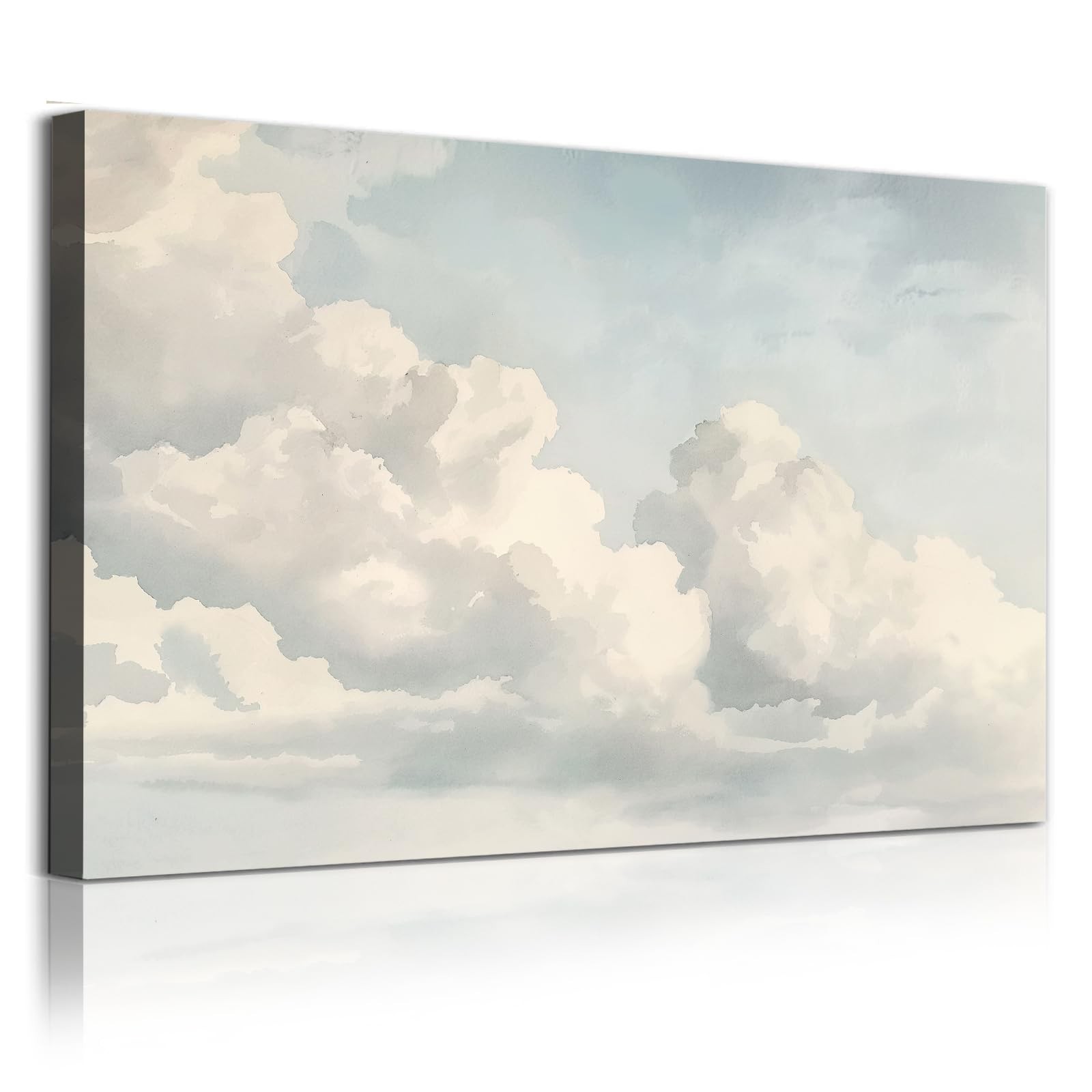 Blue Sky and White Clouds Wall Art Vintage Cloud Painting Watercolor Sky Art …
