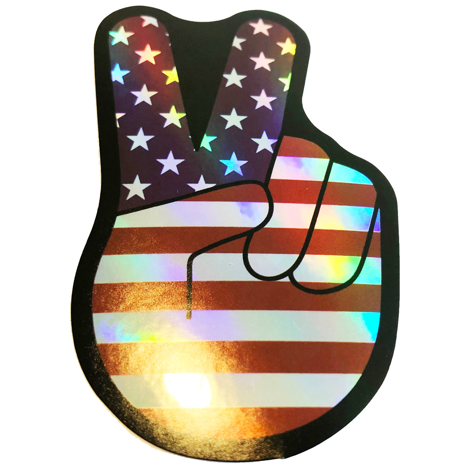 Shiny United States of America Peace Sign With Hand Flag Sticker 3 Inch Decal
