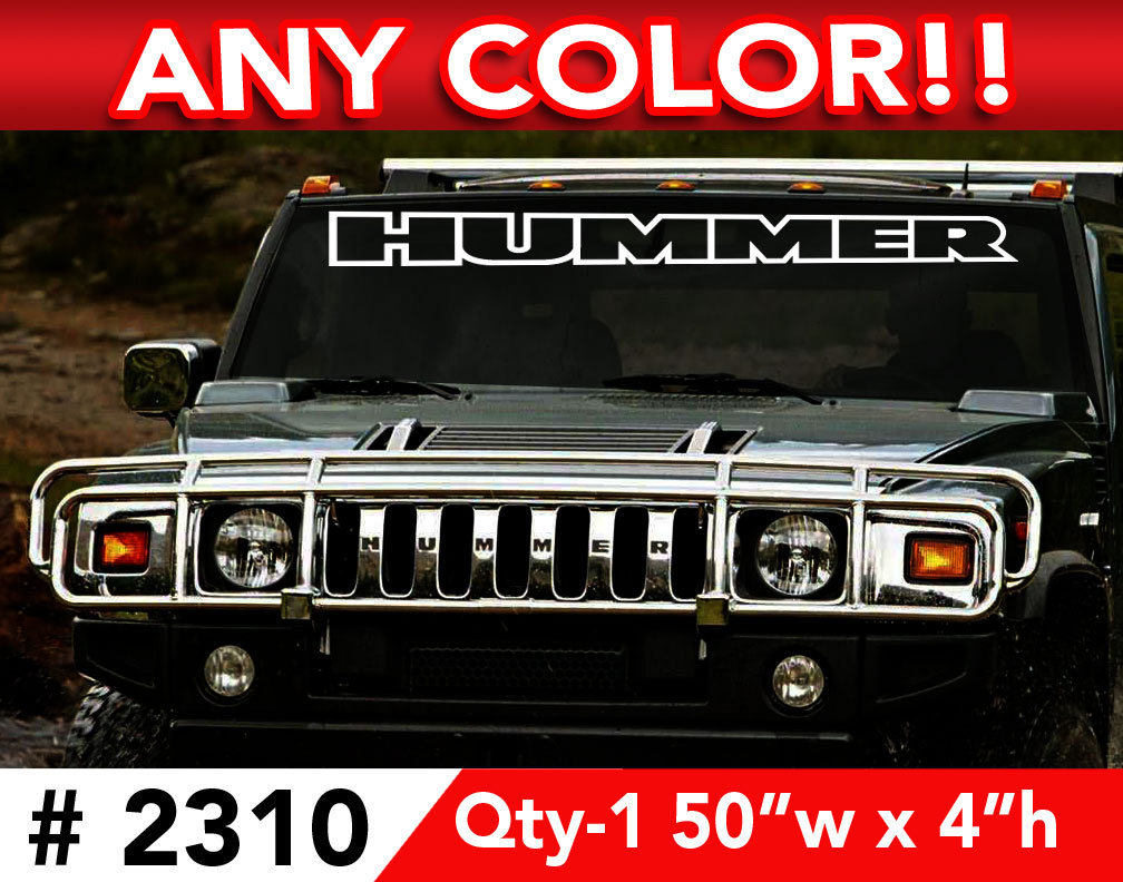 HUMMER OUTLINE WINDSHIELD DECAL STICKER 50" x 4" ANY 1 COLOR