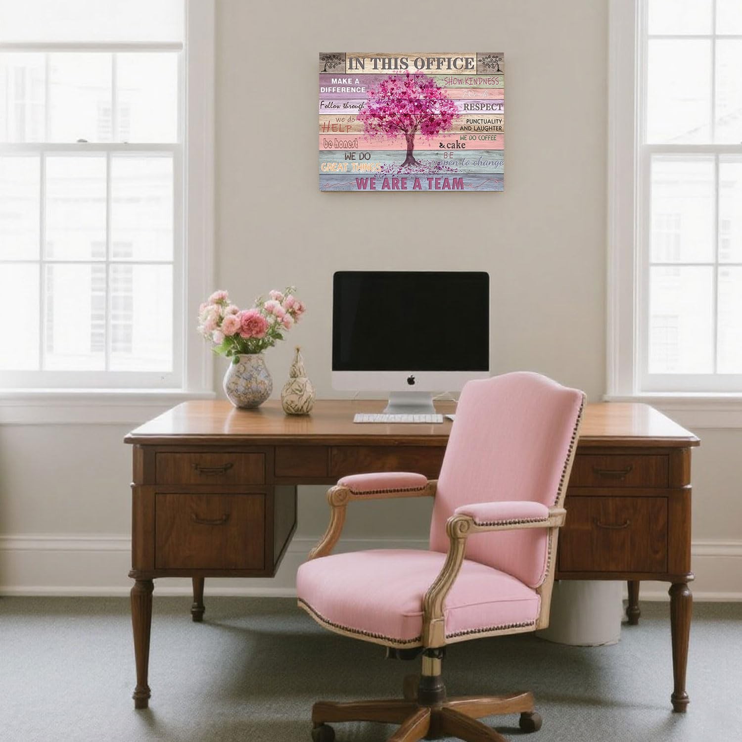 Pink Inspirational Wall Art for Office Women Motivational Quotes Phrases Post…