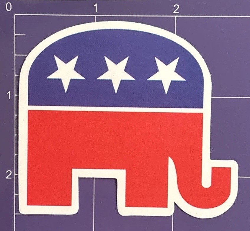 Republican Party Elephant Vinyl Sticker Decal Red White Blue GOP #B06