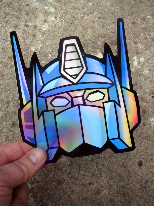 Jumbo Prime Holographic Sticker Truck Robot 80s G1 Metallic Decal