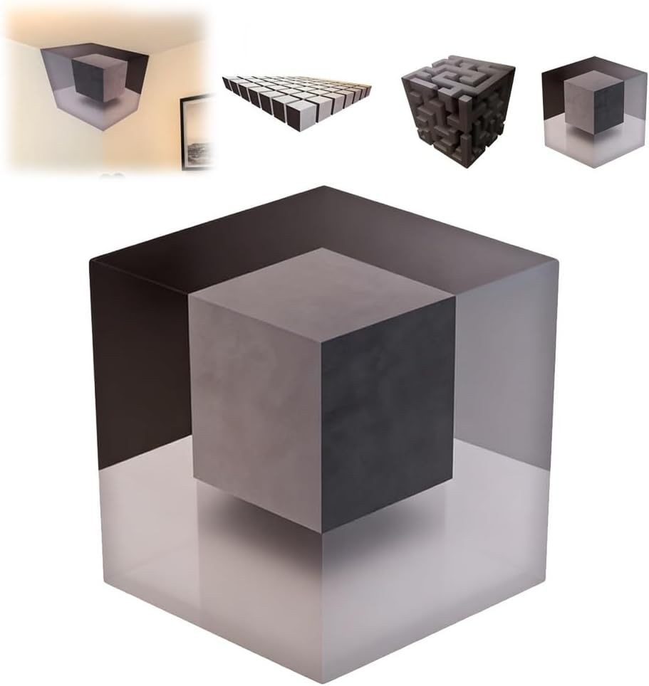 3D Wall Art Optical Illusion Corner Wall Art Gray Black Paper Wall Sticker