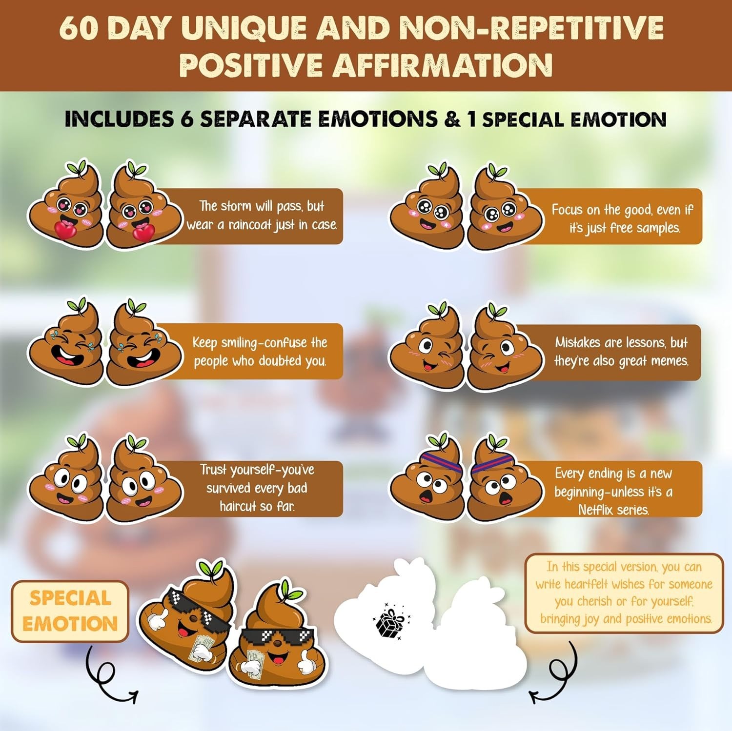 Positive Poo Jar with 60 Funny Stickers & Standee – Great Gag Gift for Coworkers
