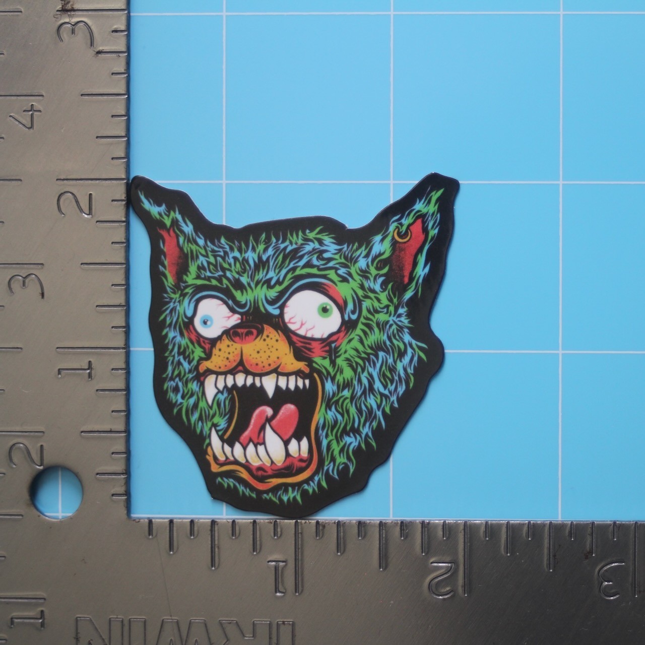 Horror Sticker (CRAZY MONSTROUS WEREWOLF) Creepy Halloween, Gloss PVC Decal