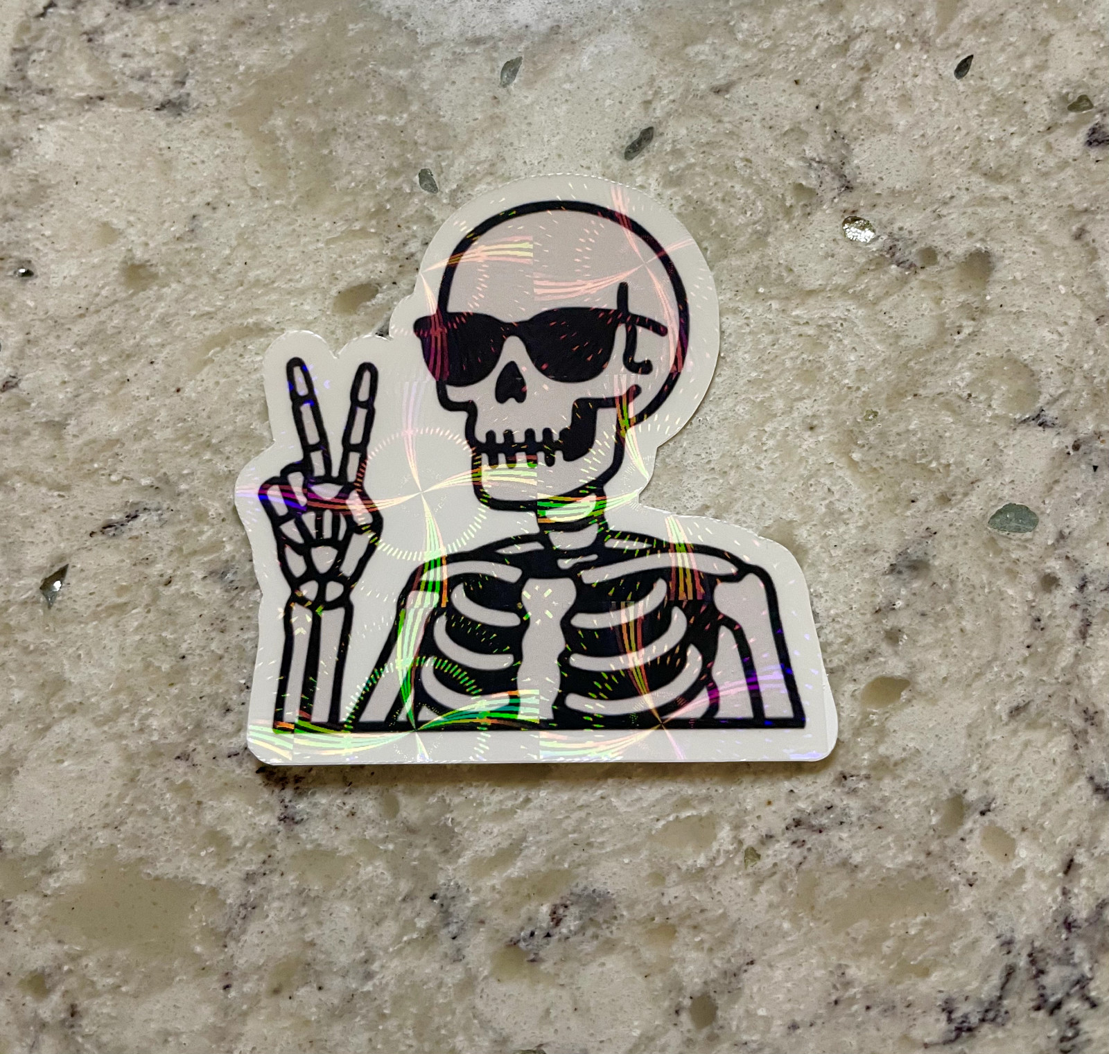 Skeleton Peace Sign Sticker l Gloss or Holographic Laminate l Waterproof Decal