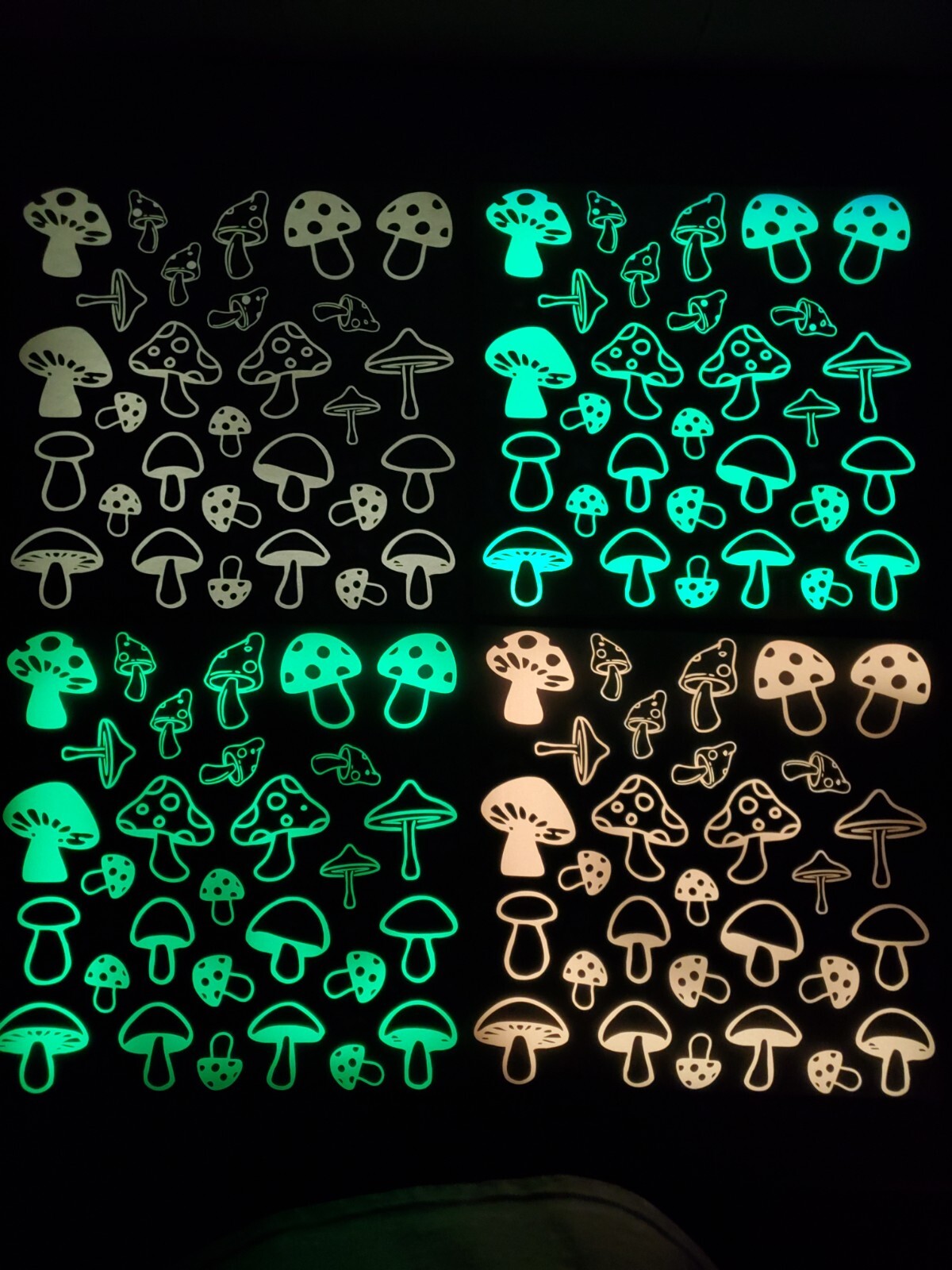 Glow In The Dark Vinyl Decals Trippy Shrooms Decor Lit Stickers New Full Sheets