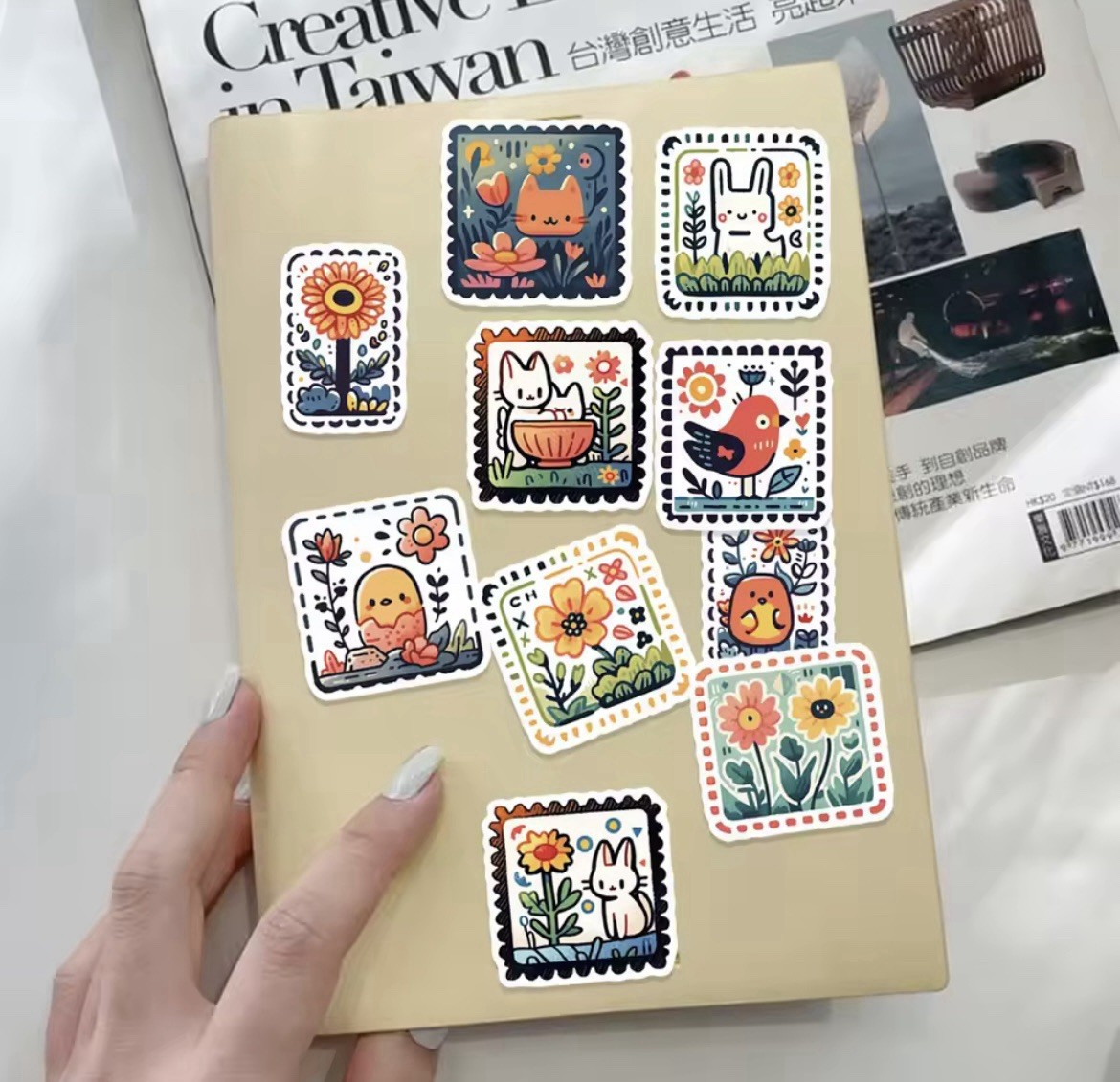 Stamp Aesthetic Style Matte Stickers 50pk Flower Animals Stickers FREE SHIPPING