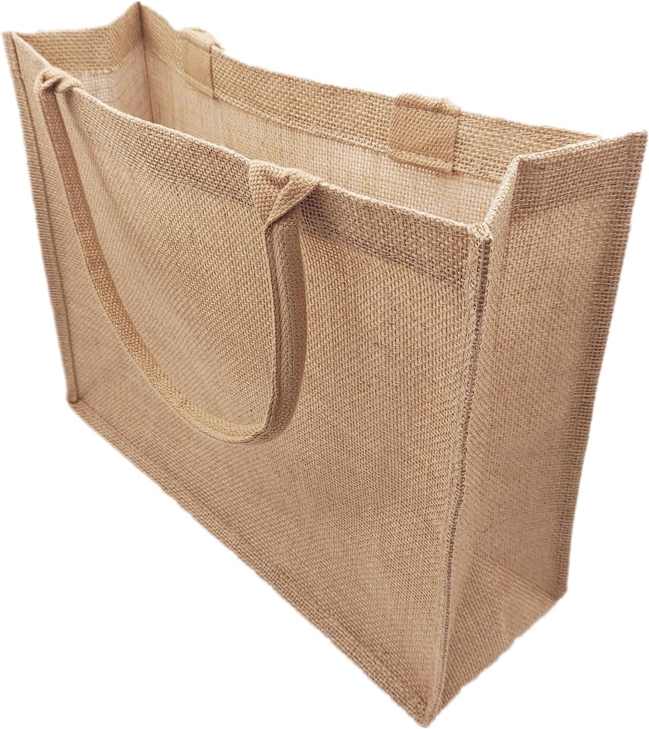 6 Pack Jute Tote Bag Reusable, Burlap Beach Bags with Sturdy Rounded Handles,…