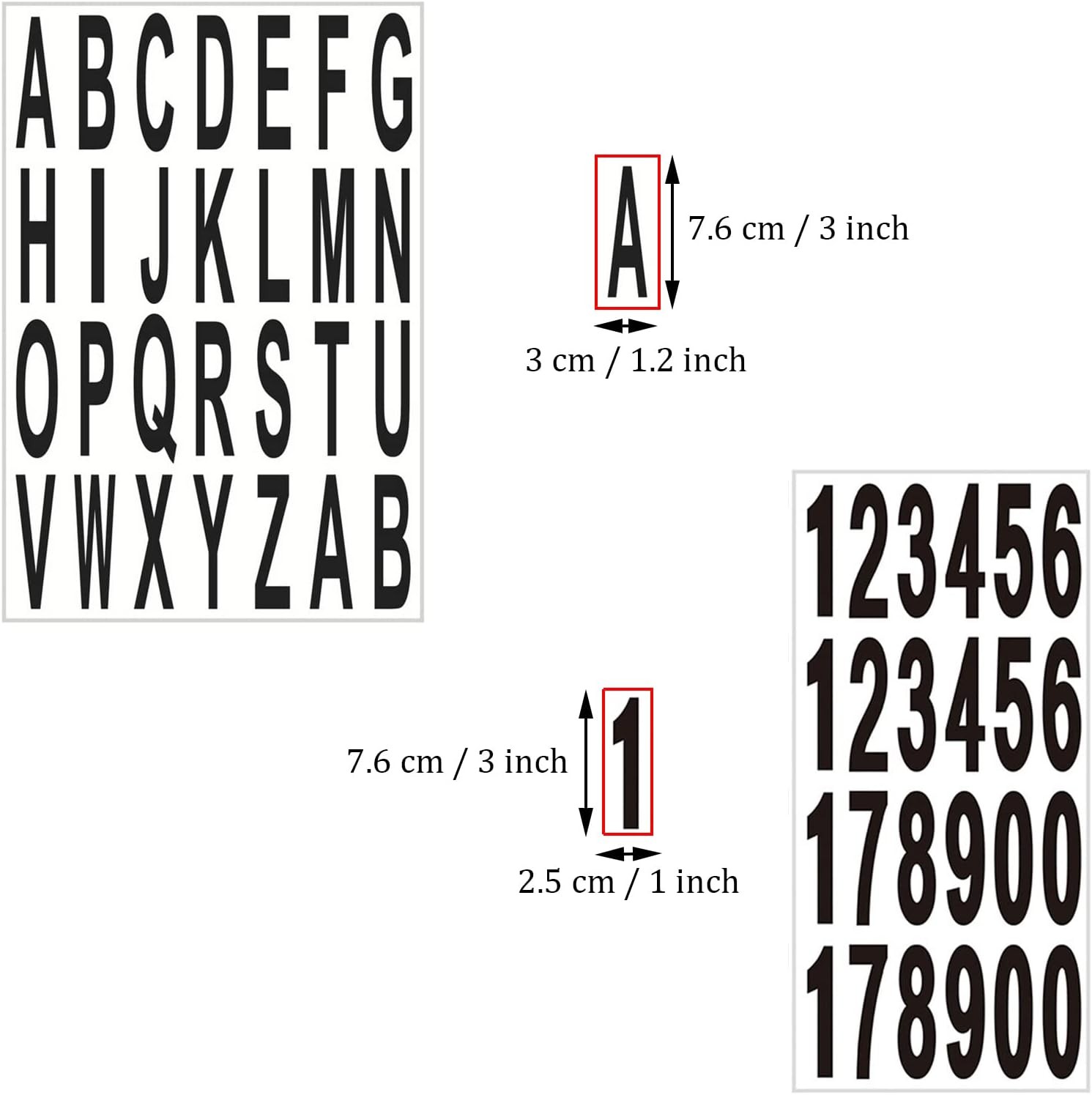10 Sheet 3 Inch Mailbox Numbers and Letters Cut Classic Style Self-Adhesive Viny