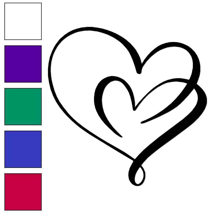 Double Hearts, Vinyl Decal Sticker, Multiple Colors & Sizes #6389