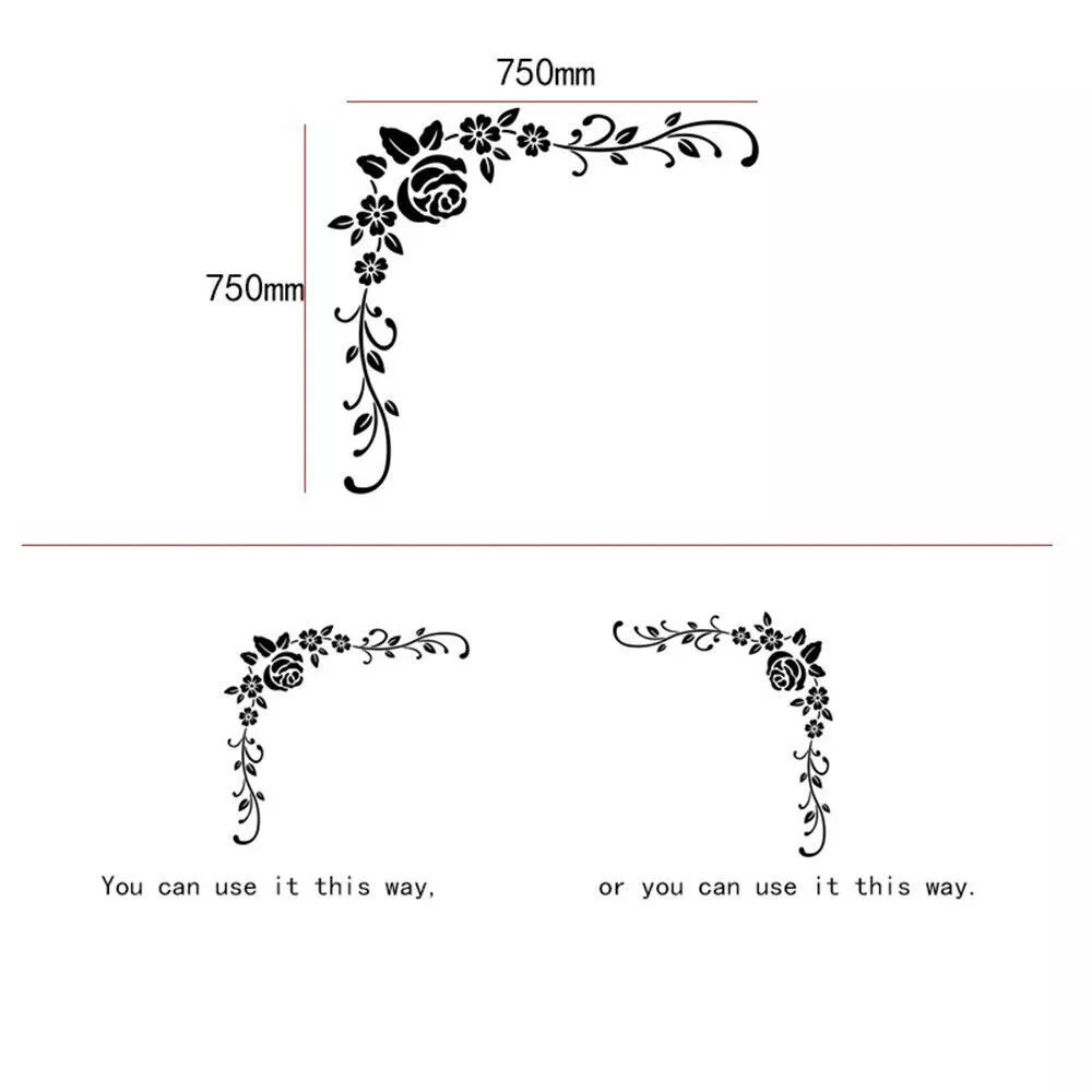 2pcs 3D Mirror Acrylic Flower Wall Stickers Art Mural Decal Home Decor Removable