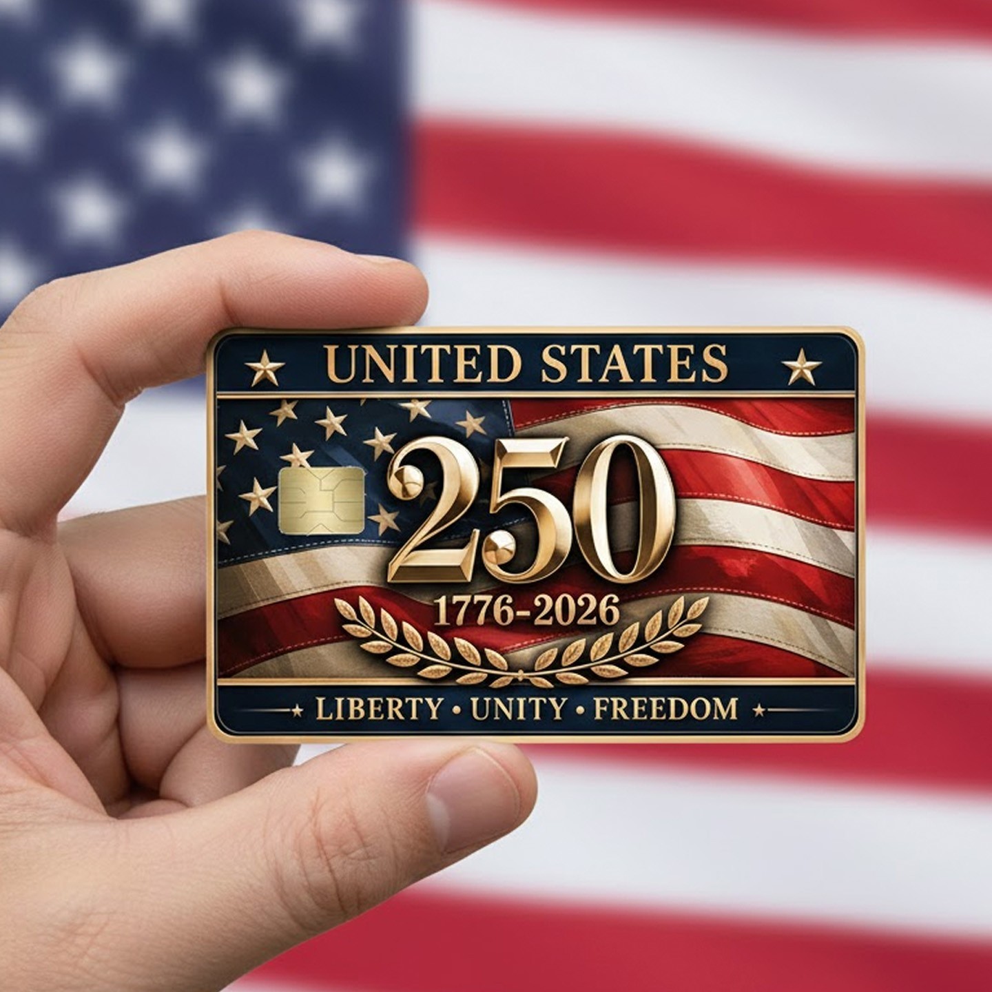 USA 250th Anniversary 1776-2026 Credit Card Skin Sticker Patriotic Liberty