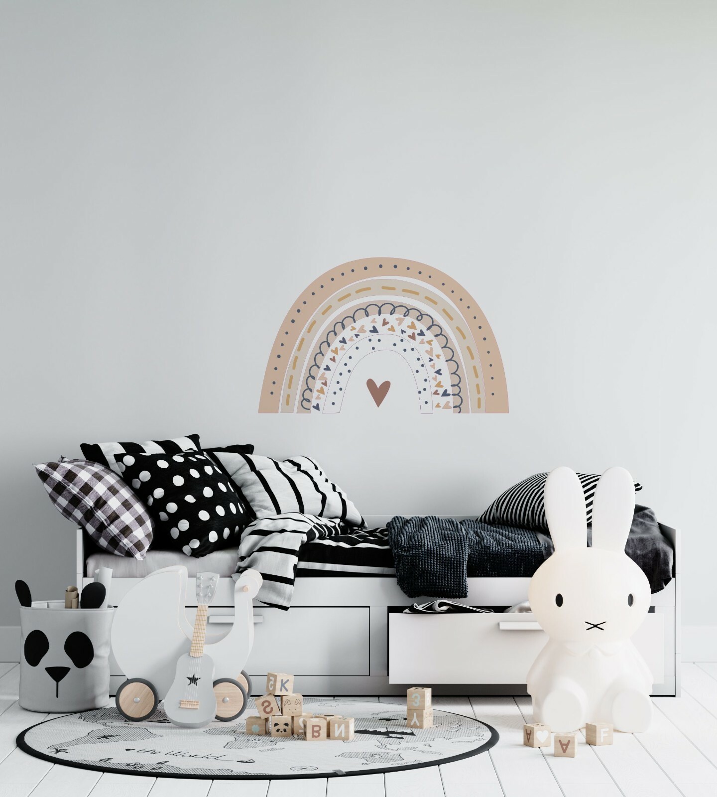 Kids Bedroom Nursery Multicolored Boho Rainbow Design Vinyl Wall Decal Sticker