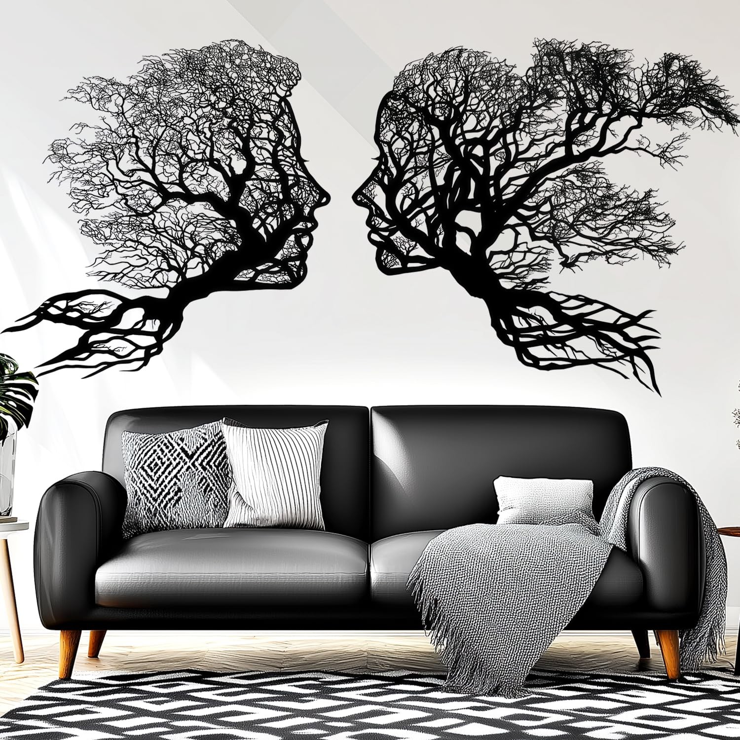 Abstract Tree of Life Wall Decals Peel and Stick, Man Woman Face Wall Sticker…