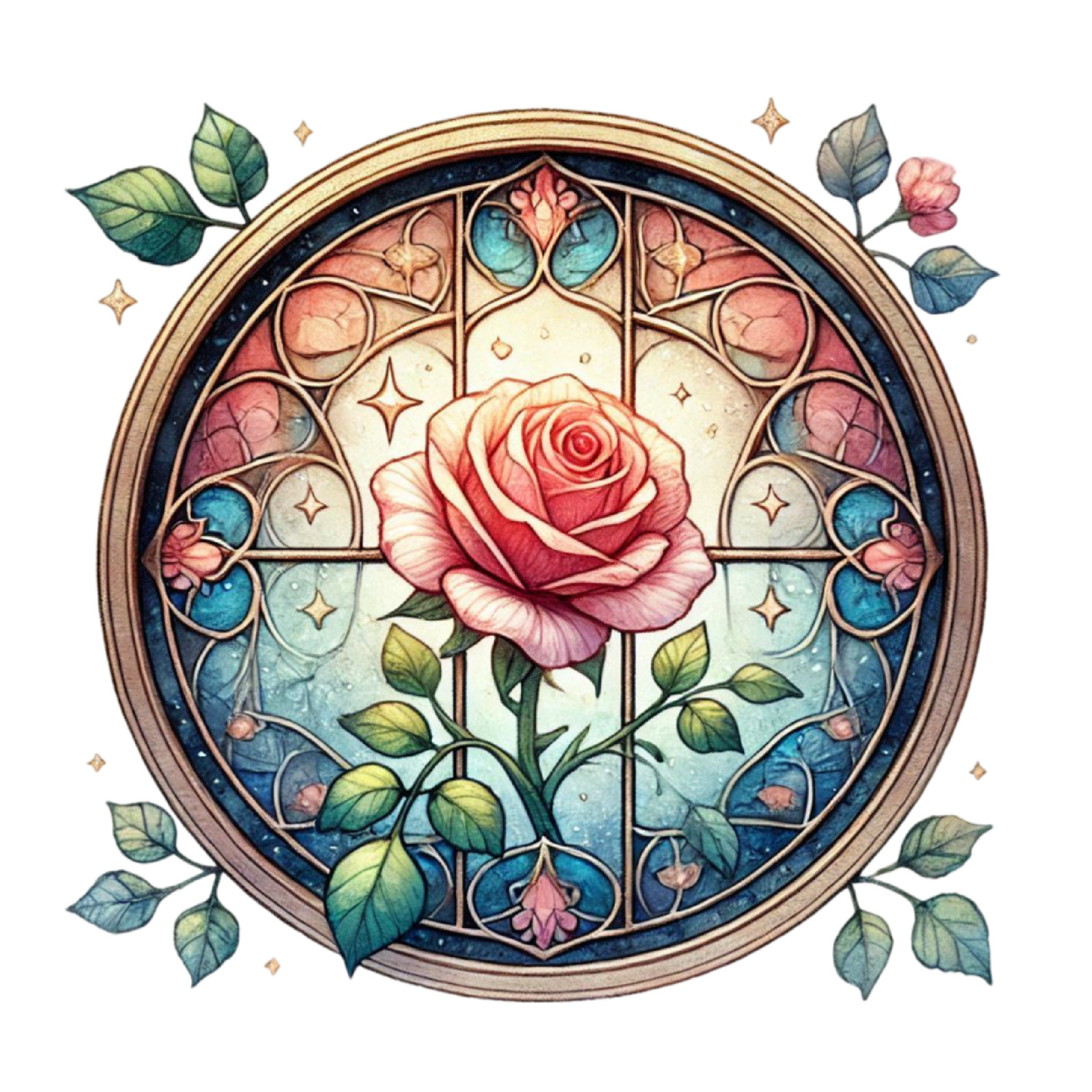 Wall Decal Sticker Roses Stained Glass Window Wall Sticker 18X18cm Large