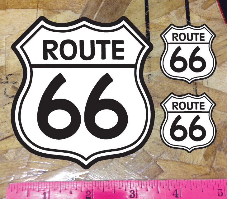 Route 66 Black & White Vinyl Die Cut Car Decal Sticker – 3 for 1 – choose size