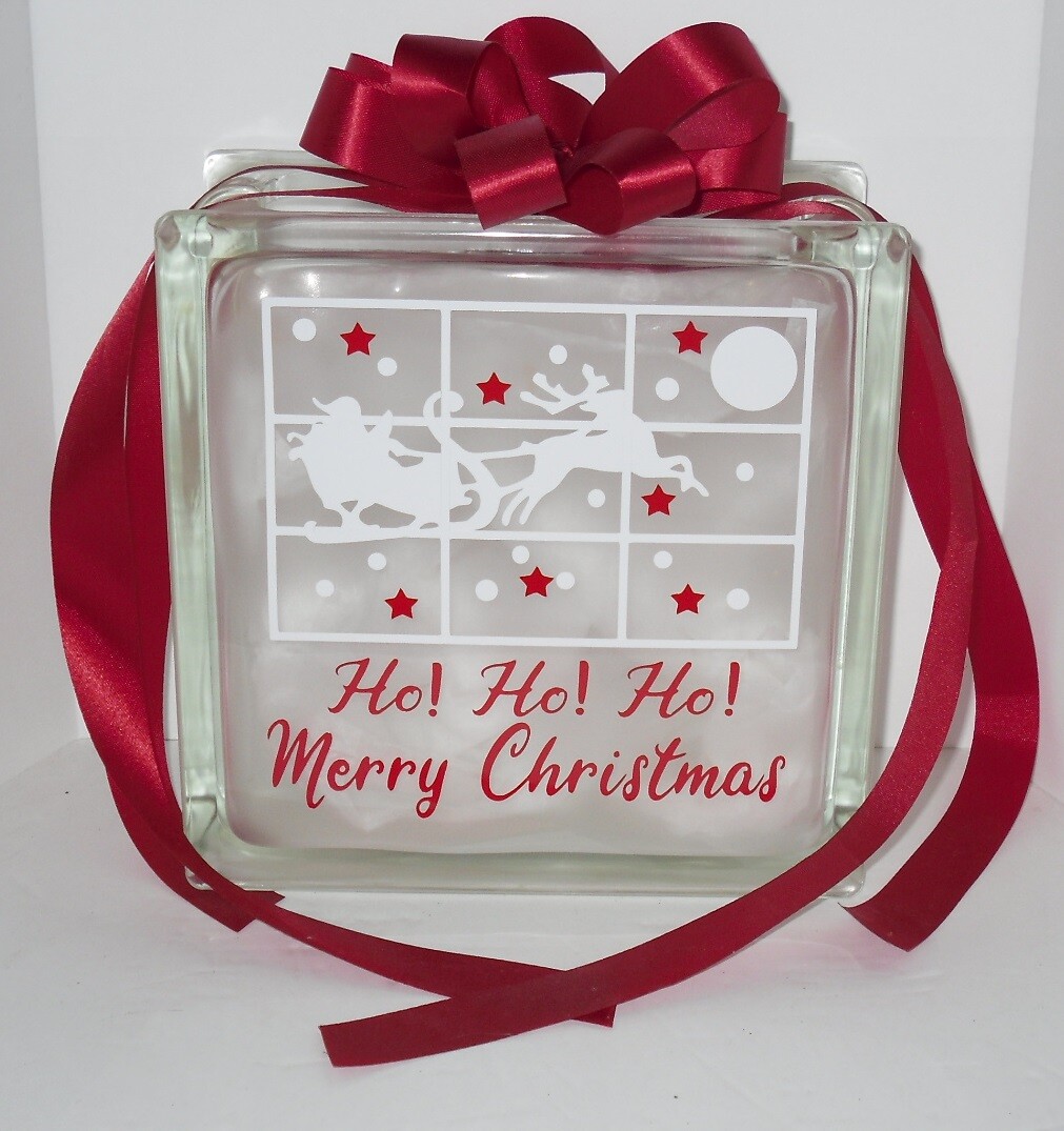 Ho! Ho! Ho! Merry Christmas decal sticker for DIY 8" glass block