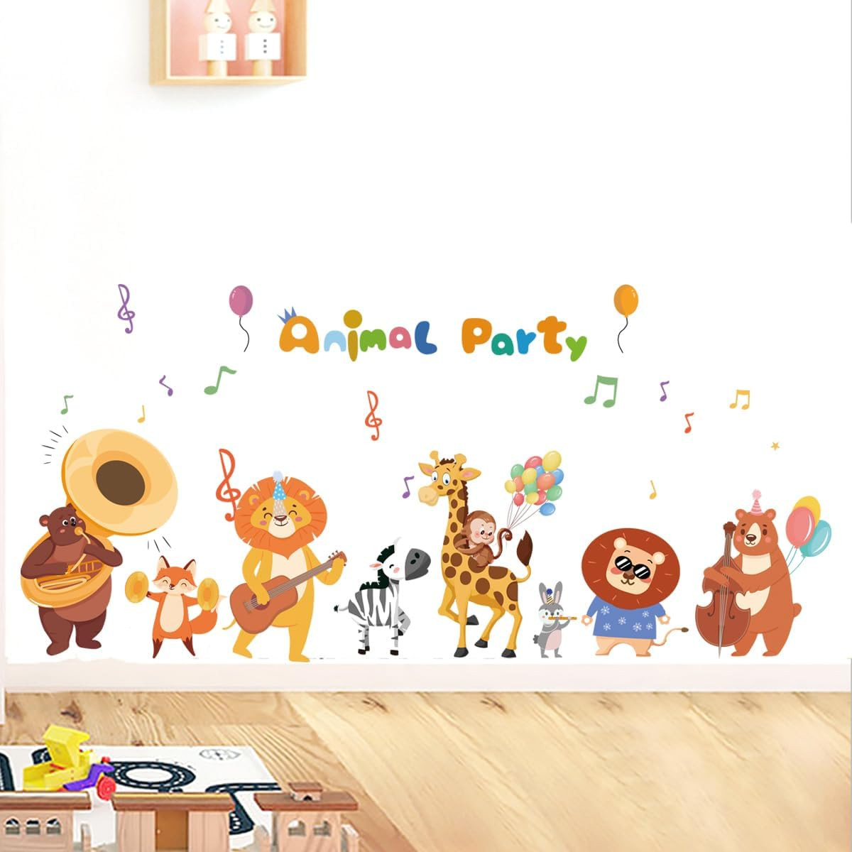 Kids Playroom Animals Wall Decals Large,Color Nursery Daycare Wall Stickers,C…