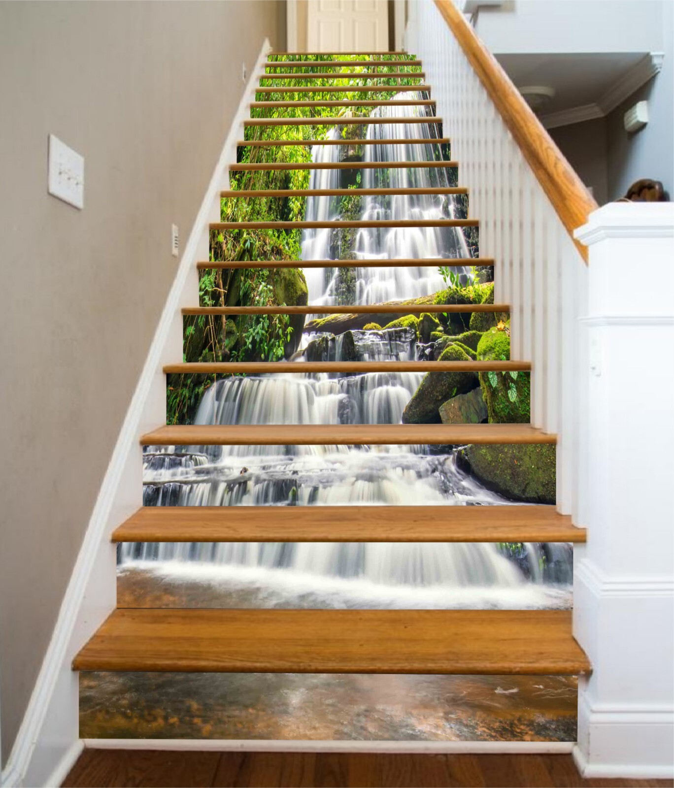 3D Waterfall Scenery AZ1274 Stair Risers Decoration Mural Vinyl Wallpaper Kay