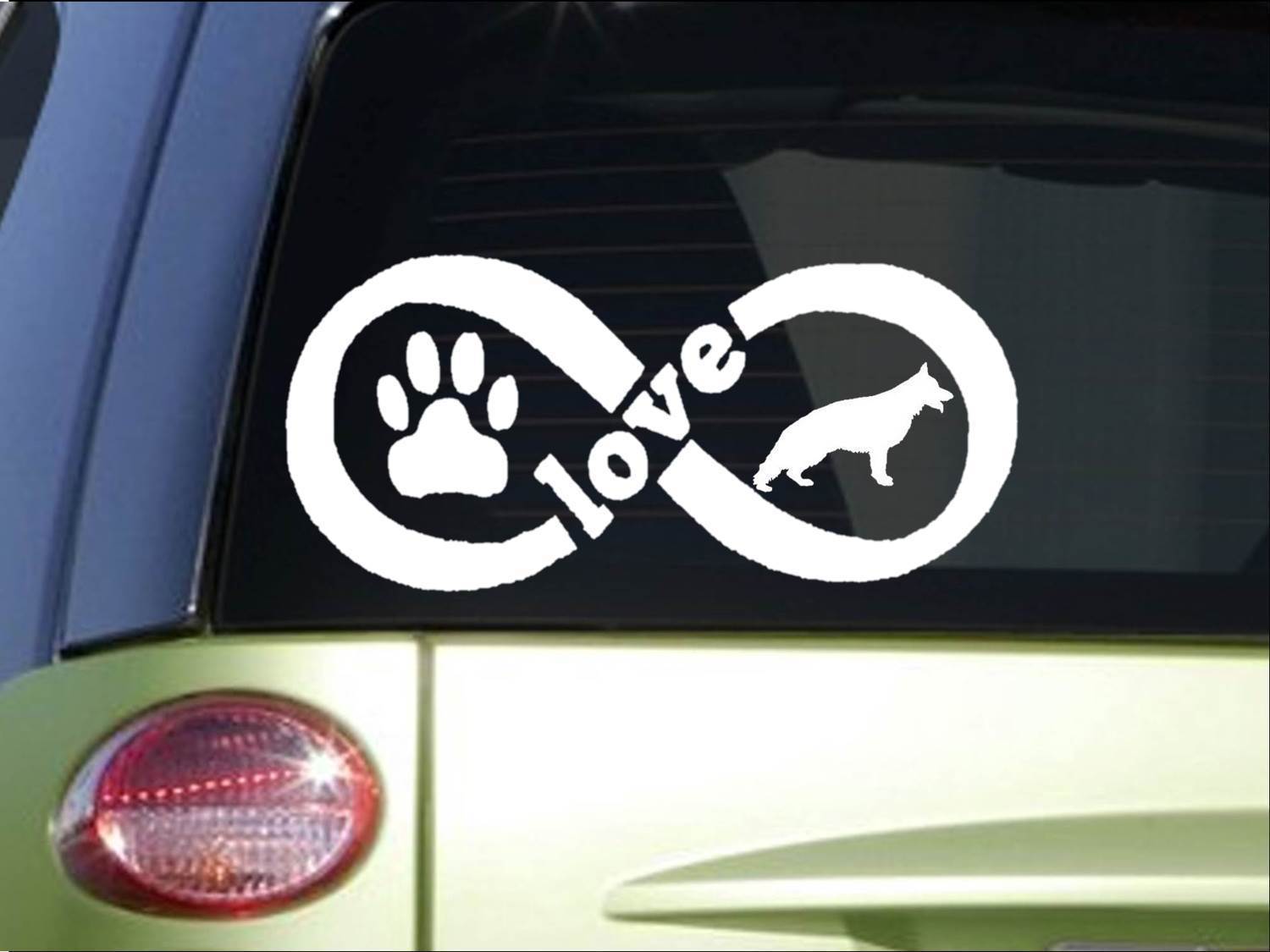 German Shepherd Infinity sticker *H385* 4 x 8.5 inch vinyl dog love decal