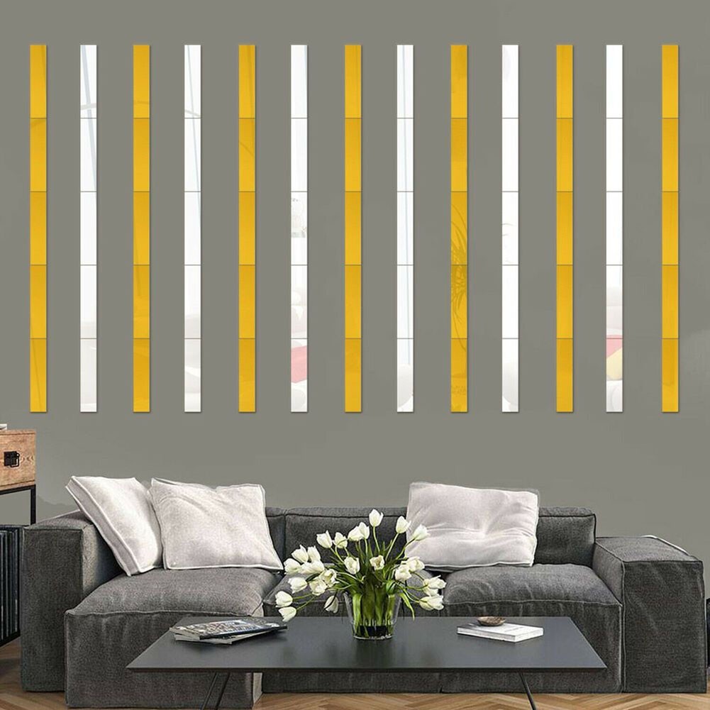 High Quality Wall Sticker Decal Long Strip Mirror Mosaic 5x50cm Acrylic