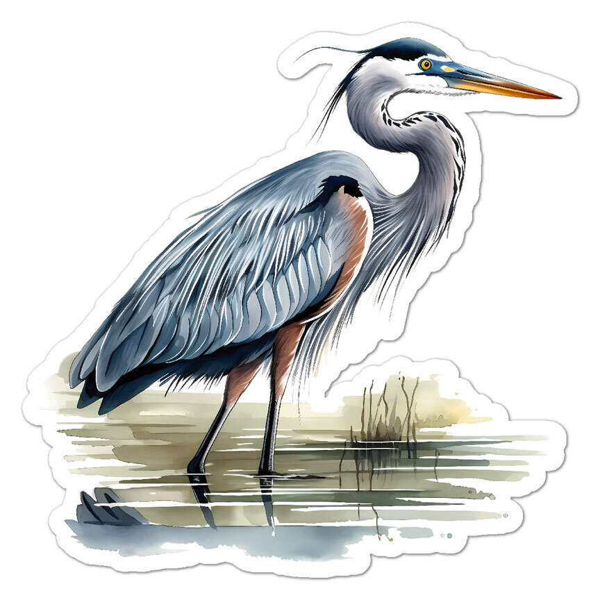 Heron Bird, Vinyl Decal Sticker, Indoor Outdoor, 3 Sizes, #11173