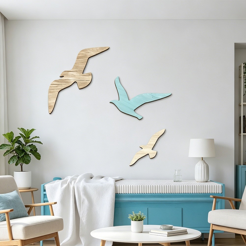 Beach Wall Decor Seagull Wall Art Coastal Wall Decor Handcrafted Wood Art