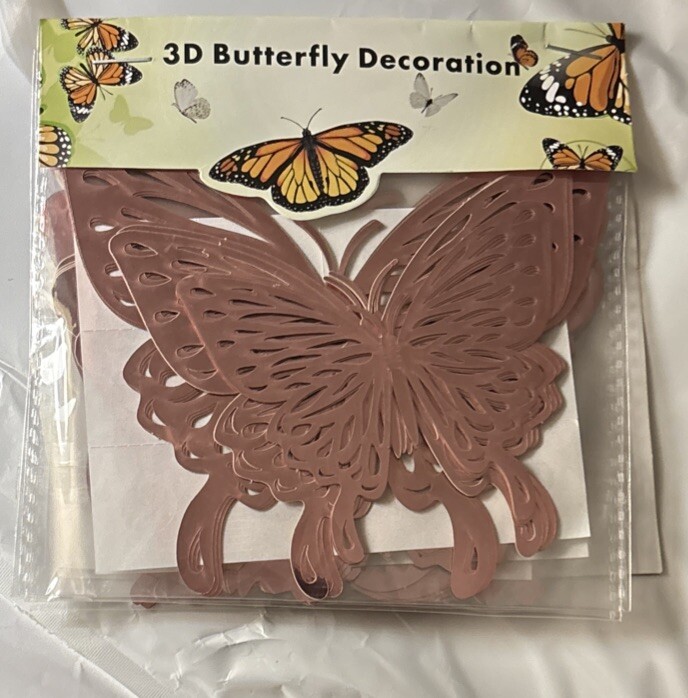 48 Pcs Copper Butterfly Decorations, 4 Styles 3 Sizes, Butterfly Wall Decor, 3D
