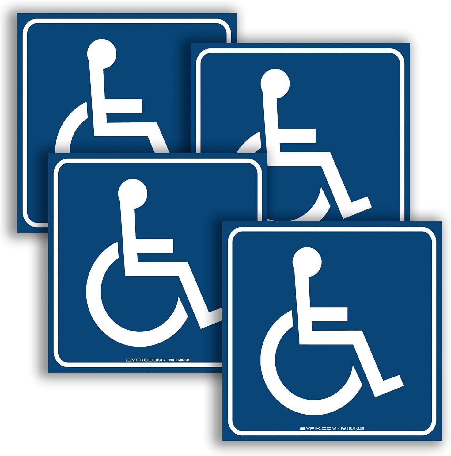 Handicap Signs Stickers Decal Symbol – 4 pack, 6×6 inch – ADA Compliant – Dis…