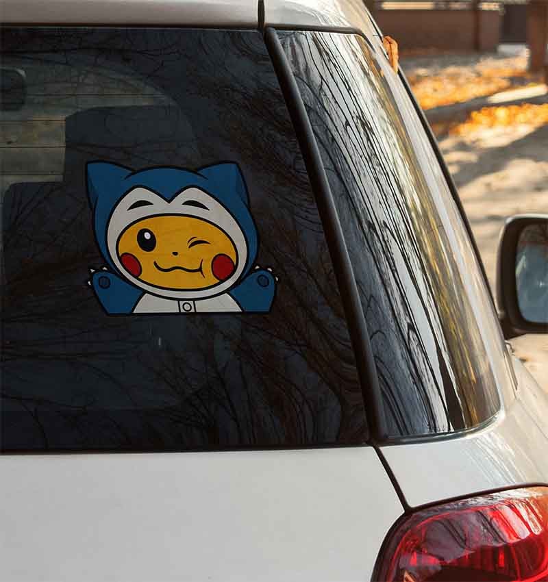 Poncho Pikachu Snorlax Vinyl Decal Cute Chibi Anime Style Car Sticker Sizes