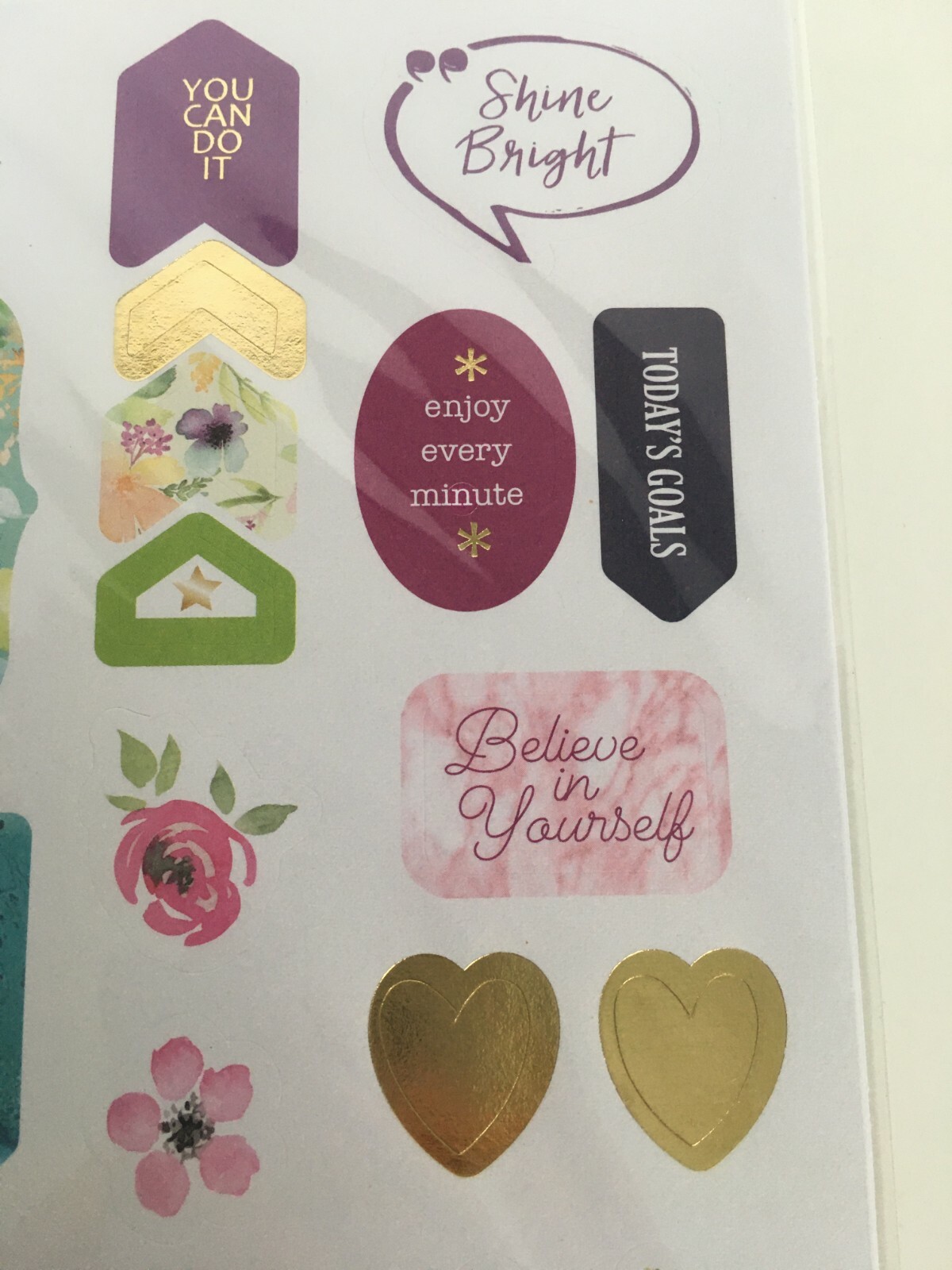 Pen and Gear Stickers 4 Sheets Positive Note Inspiration Keep Going Shine Bright