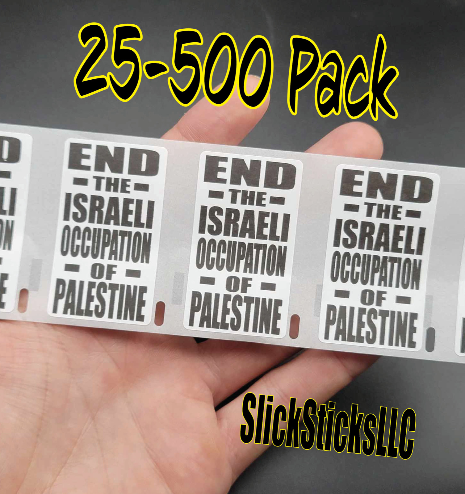 "END THE ISRAELI OCCUPATION OF PALESTINE" 25-500 Pack stickers Gaza bulk lot
