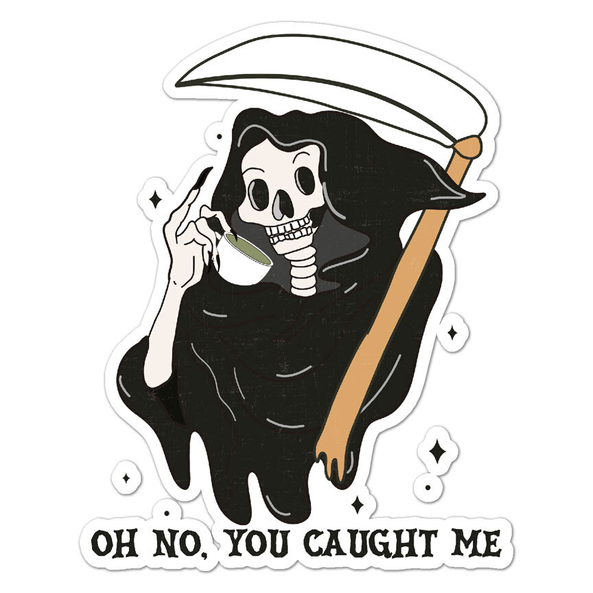Grim Reaper Tea, Vinyl Decal Sticker, Indoor Outdoor, 3 Sizes, #9971