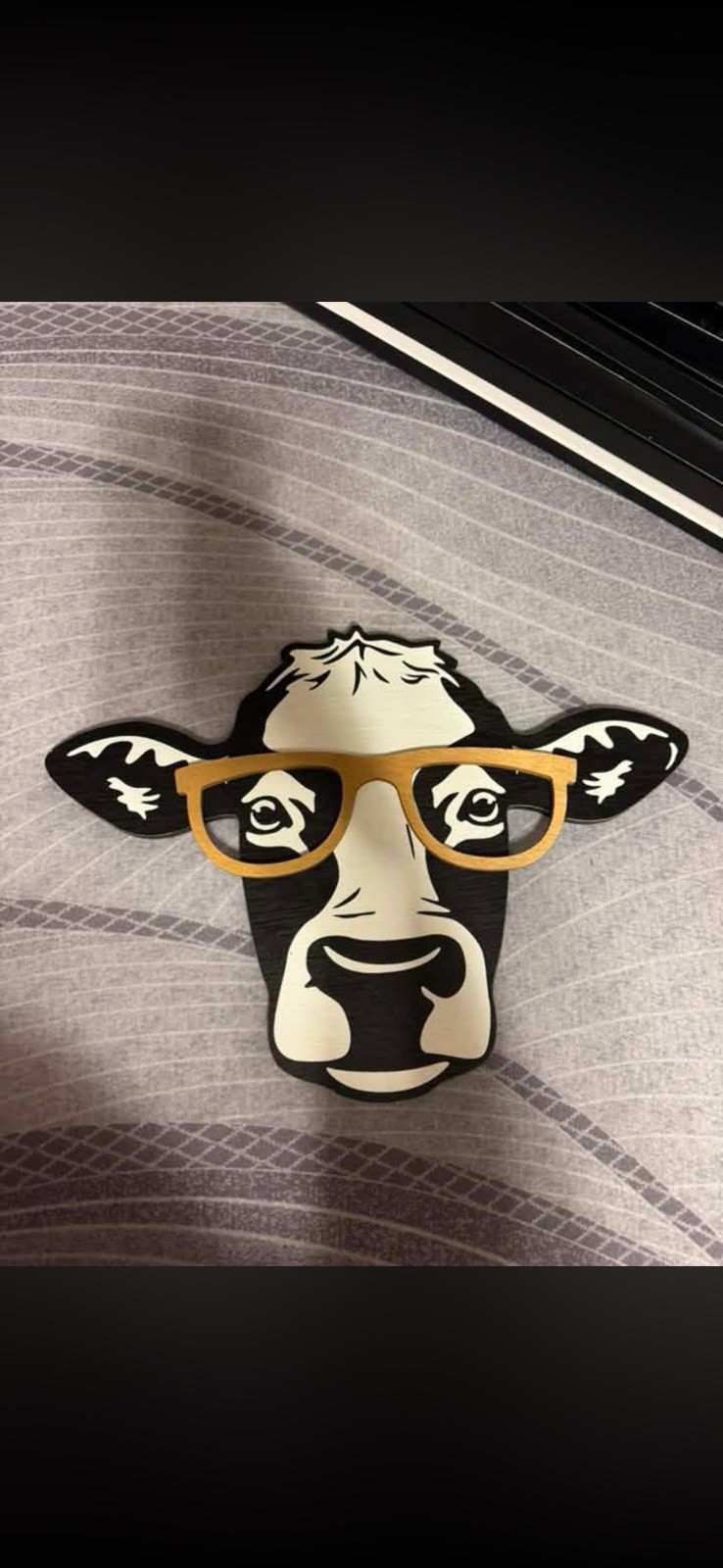 Cow Face with Glasses Sticker Decal – Black White Brown Animal Print