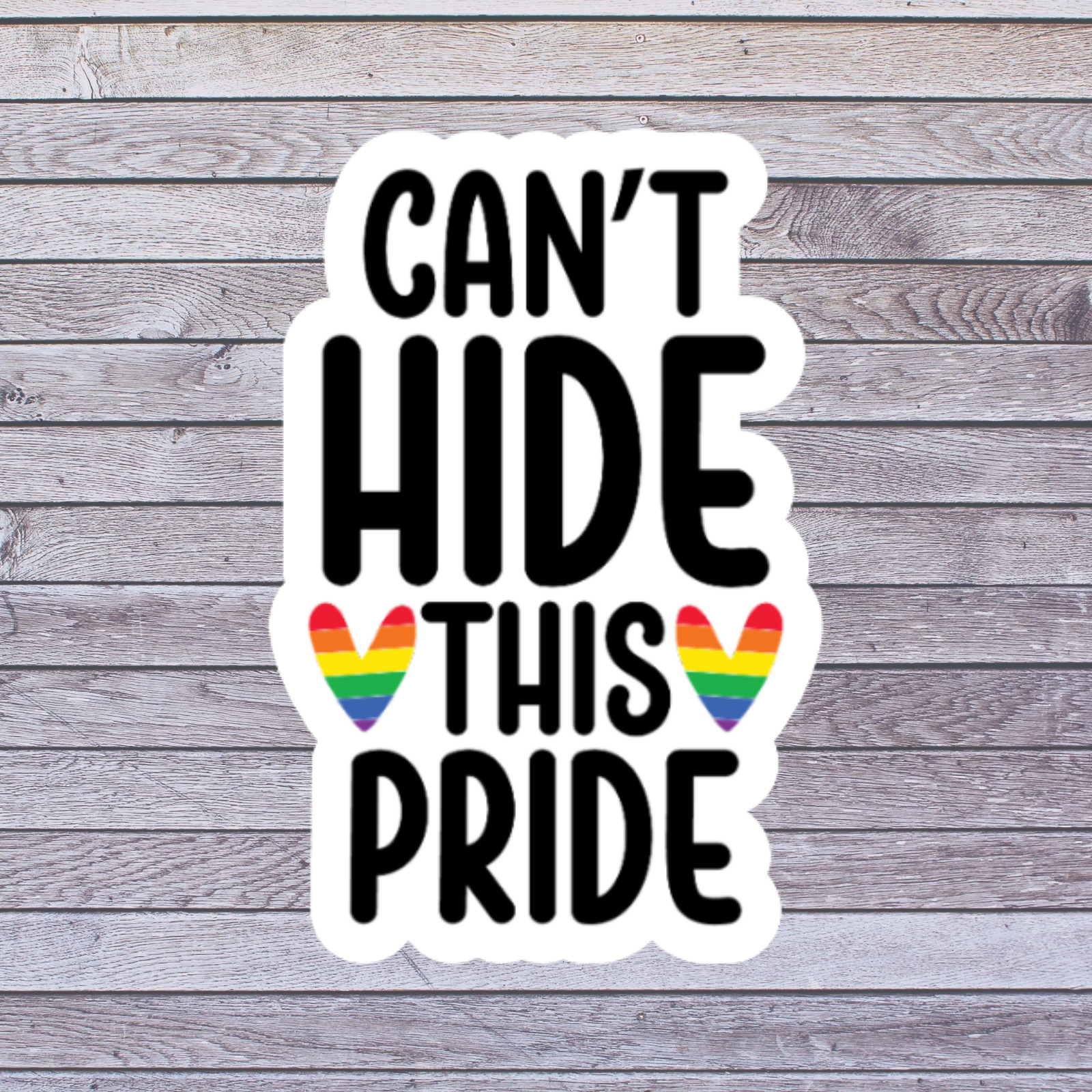 Pride Sticker Vinyl Decal Cant Hide This Rainbow Heart LGBT Quote